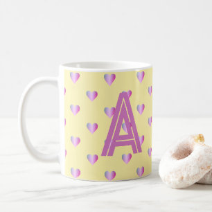Monogram Hearts Lilac Gult Kaffemugg