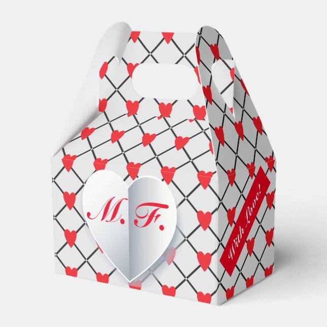 Monogram Hearts Mönster ’With Kärlek’ Presentaskar (Framsidan Sidan)