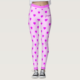 Monogram Hearts på Rosa Leggings