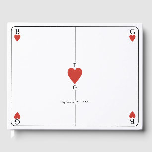 Monogram Hearts-uppspelningskort Bröllop Gästböcker