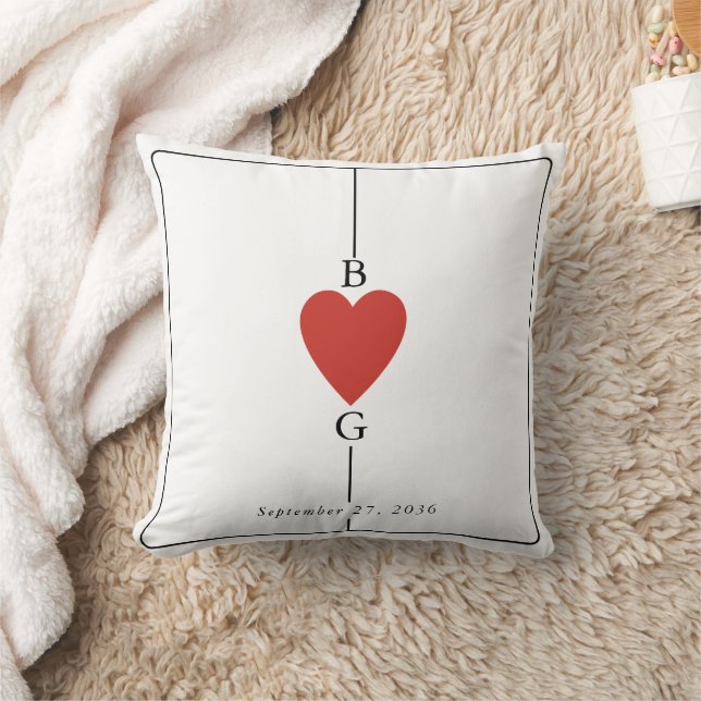 Monogram Hearts-uppspelningskort Bröllop Kudde (Filt)