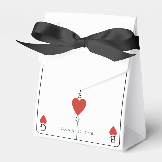 Monogram Hearts-uppspelningskort Bröllop Presentaskar (Framsidan Sidan)