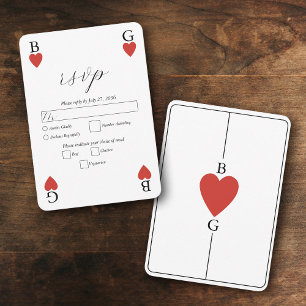 Monogram Hearts uppspelningskort Bröllop Response OSA Kort