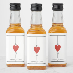 Monogram Hearts-uppspelningskort Bröllop Spritflaskor Etikett