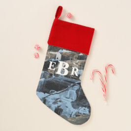 Monogram Helgdag Snö Icicle Fryst vattenfall