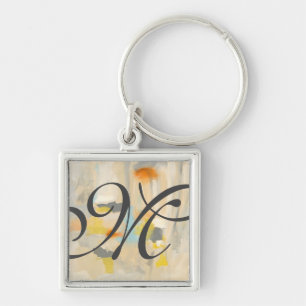 Monogram Helig II Fyrkantig Silverfärgad Nyckelring