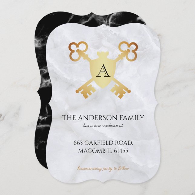 Monogram Heraldic Vapensköld Black White Marble Fl Meddelande (Fram/baksida)