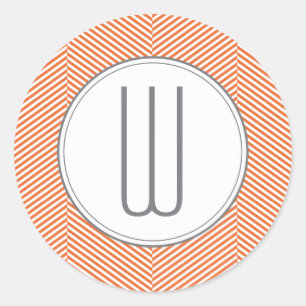 Monogram Herringbone Stickers Orange Runt Klistermärke