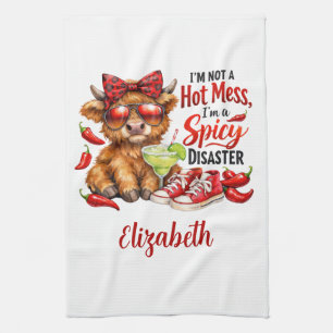 Monogram Highland Ko Highland Röra Roligt Humorist Kökshandduk