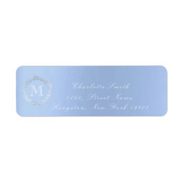Monogram Himlar Blue Grått Silver  OSA för utandni Returadress Etikett