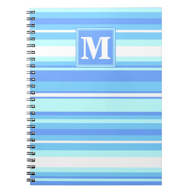 Monogram himlar blue rand anteckningsbok med spiral (Framsidan)