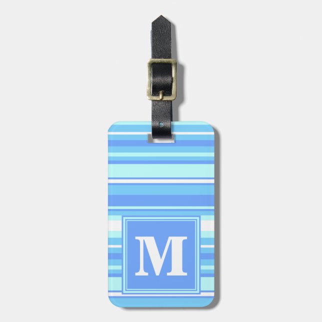 Monogram himlar blue rand bagagebricka (Vertikal Framsida)