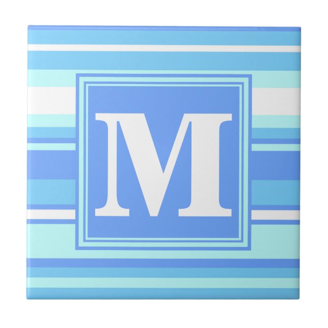 Monogram himlar blue rand kakelplatta (Framsidan)