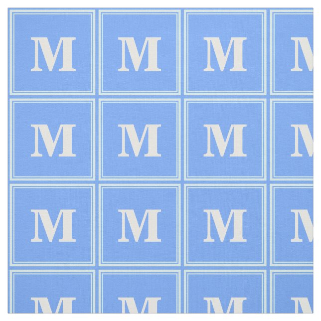 Monogram himlar blue rand tyg (Provkarta)