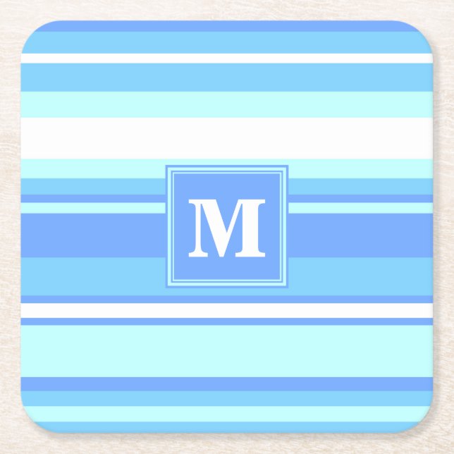 Monogram himlar blue rand underlägg papper kvadrat (Framsidan)