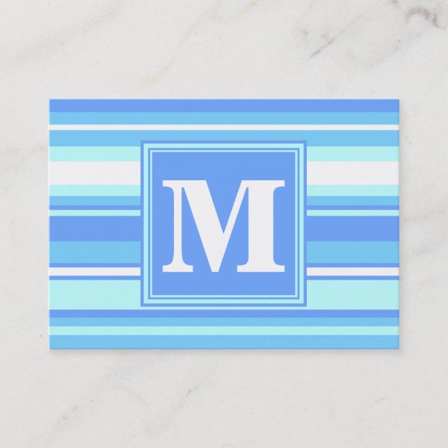Monogram himlar blue rand visitkort (Framsida)
