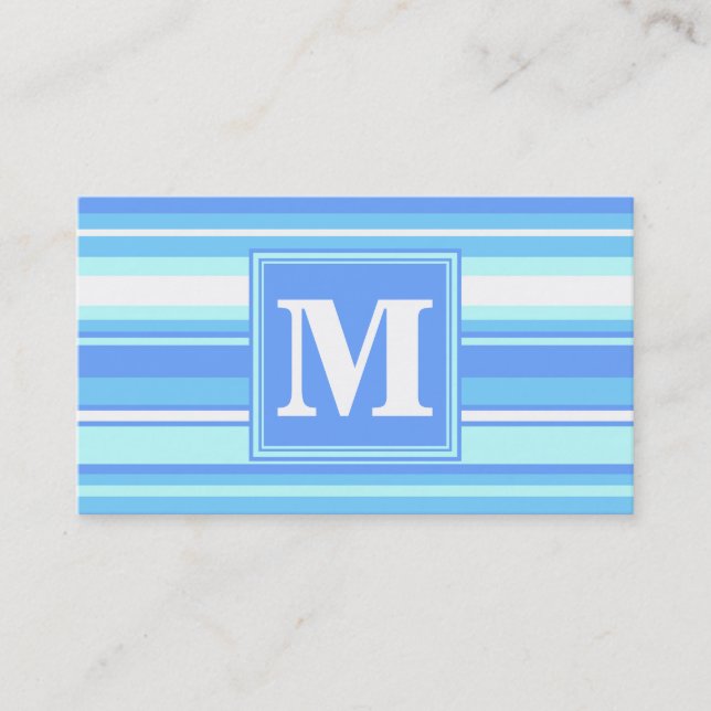 Monogram himlar blue rand visitkort (Framsida)