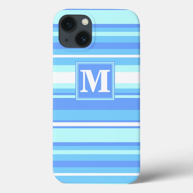 Monogram himmel blå rand Fodral-Mate iphone case (Baksida)
