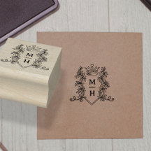 Monogram hjärta krona bröllop