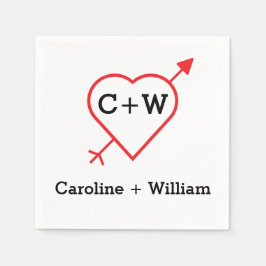 Monogram hjärta och pil pappersservett