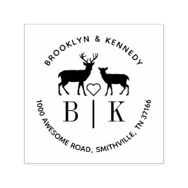 Monogram Hjort Bröllop par Namn Returadress Självfärgande Stämpel