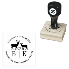 Monogram Hjort Bröllopspar Namn Returadress Stämpel