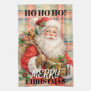 Monogram Ho ho ho God Jul Tomte röd Kökshandduk