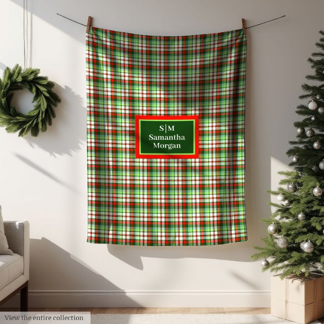 Monogram Holiday Blanket Chic Custom Gift Idea Fleecefilt (Monogram Holiday Blanket Chic Custom Gift Idea)