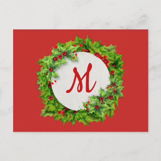 Monogram Holly Berry Wandan Helg Vykort (Framsida)