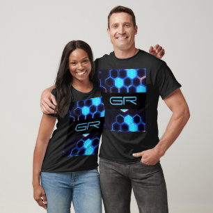 Monogram Holografisk cyberpunk Hexagon Tiles T Shirt
