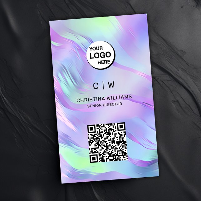 Monogram Holografisk QR-kod Visitkort (Monogram Holographic QR Code Business Card)
