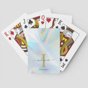 Monogram holografiskt guld initialt namn anpassat casinokort