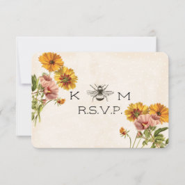 Monogram Honeybee Bröllop Response Card-OSA OSA Kort