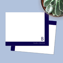 Monogram hörn band mörkblå personlig brevpapper