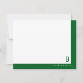Monogram Hörndesign Mörkgrön Band Brevpapper Anteckningskort