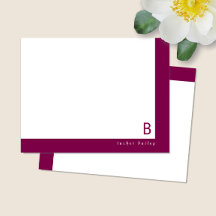 Monogram Hörnets Band Vinröd Personlig Brevpapper