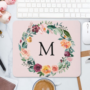 Monogram Höst Höstros Blomma Blomsterkrans  Musmatta