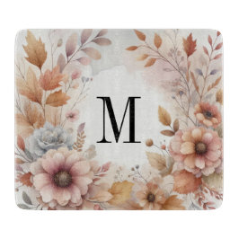 Monogram Höst löv och blommor, vattenfärg