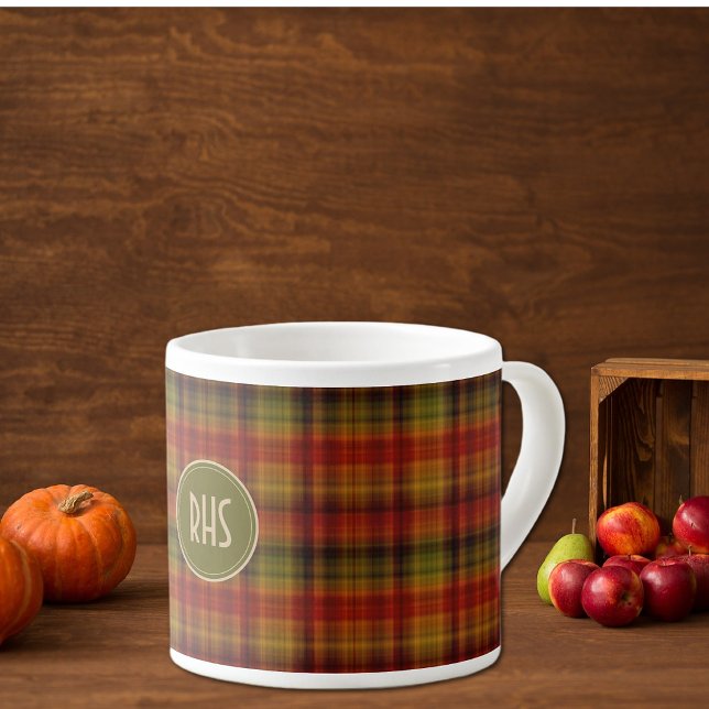 Monogram, Höst-rutigt Mönster 6oz Espressokopp (Skapare uppladdad)