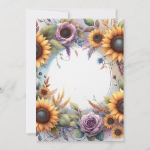 Monogram höstblommor och solrosor akvarell inbjudningar