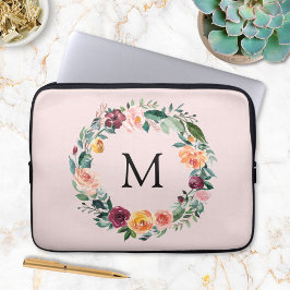 Monogram hösthösten Ro Blomsterkrans Blommigt Utan Laptop Fodral
