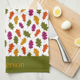 Monogram Höstlöv Fall Färger Grön Gul Kökshandduk