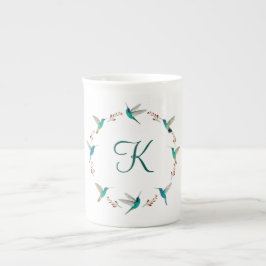 Monogram Hummingbird-andedräkt Benporslin Mugg