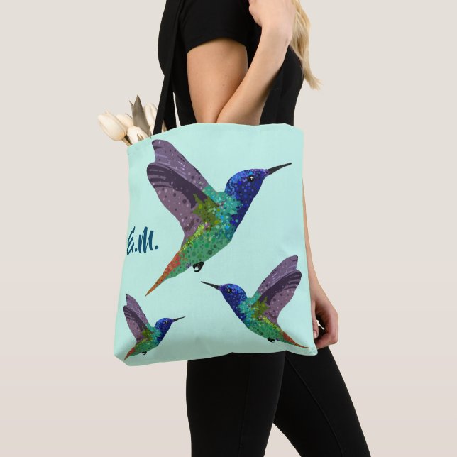 Monogram Hummingbird Dot Art Tygkasse (Närbild)