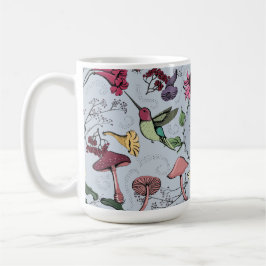 Monogram Hummingbird, Flowers, Mushroom Garden Kaffemugg