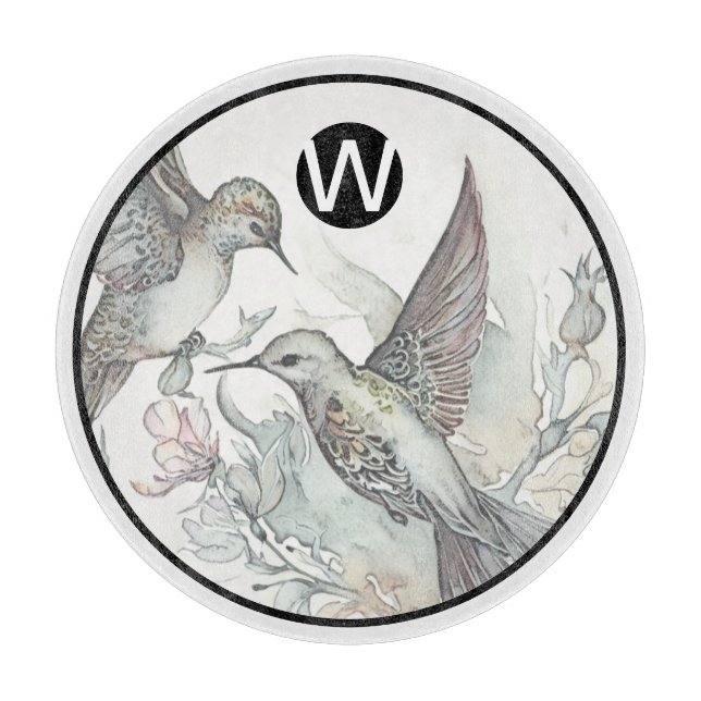 Monogram Hummingbird Glass Caking Board (Framsidan)