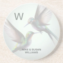 Monogram Hummingbird Sandstone Underlägg