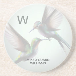 Monogram Hummingbird Sandstone Underlägg