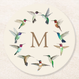 Monogram Hummingbird Underlägg Papper Rund