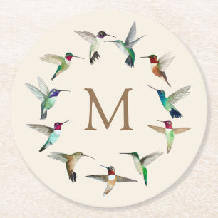 Monogram Hummingbird Underlägg Papper Rund